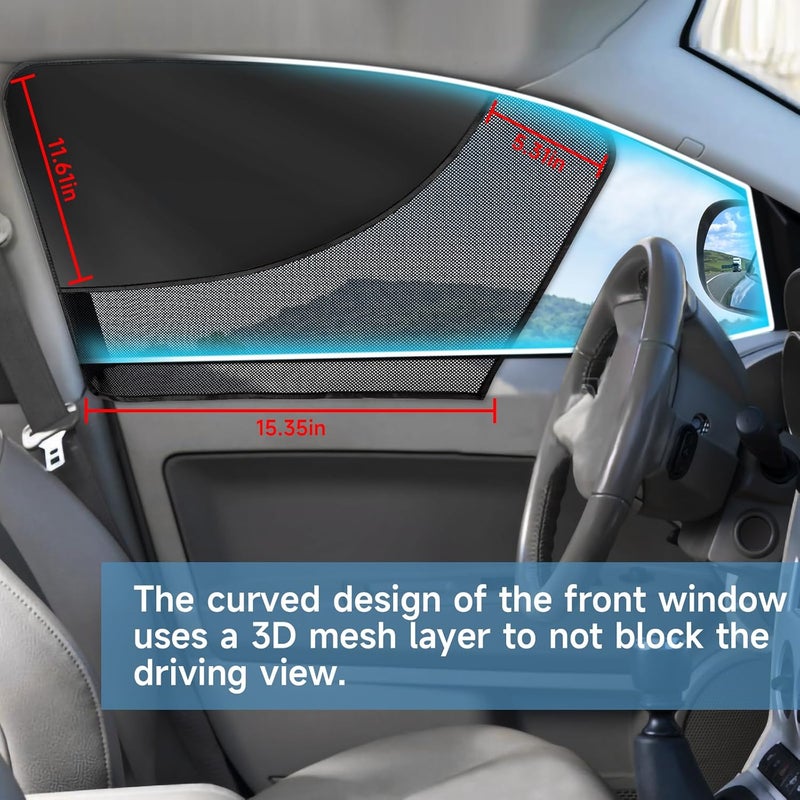 LSTRAGY 2 PCS Car Window Shades, Magnetic Double Layer Car Side Window Sun Shades with Full Shade/Half Shade, Front Window Covers for Driver,Car Accessories - Image 3